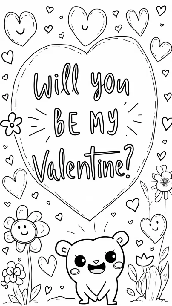 will you be my valentine coloring pages